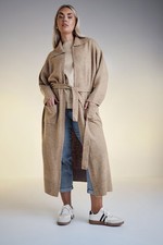 Yours Curve Women's Plus Size Collared Tie Waist Coatigan