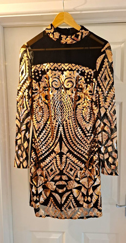 Quiz black gold sequin mesh - sequin,
