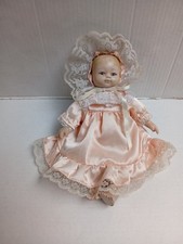 Vintage Porcelain Cloth Collector Communion Emily 10" Doll Early 1990s Damaged