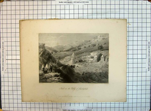 Antique old print tombs - print, valley