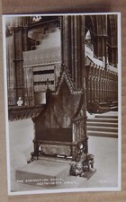 Postcard Coronation Chair Westminster Abbey Real Photo Coronation souvenier card