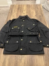 Mens Barbour International Original Wax Jacket, Black Size 40 Large, Belted