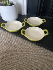 Kuhn Rikon - 3x Round lime green Gratin Tapas Dishes - Swiss Cookware 12.5cm Dia