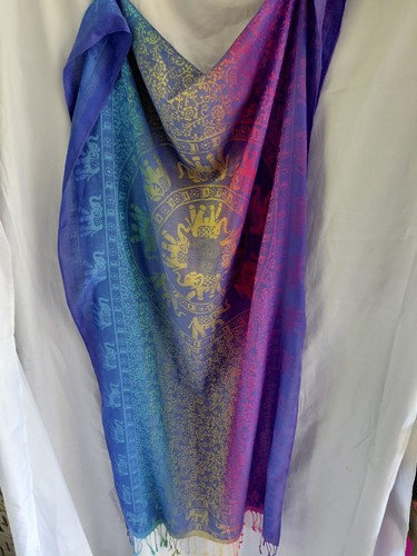 Vibrant rainbow pashmina-style