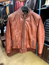 Mens Tan Brown Leather Bomber