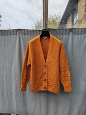 Next Orange Super Chunky Soft Oversized V Neck Cardigan Size M New