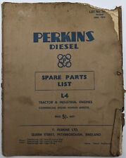 Original Perkins Diesel L4 Tractor Industrial Engine Parts List No 3013, 1954