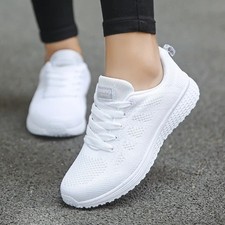 Ladies Trainers Running Shoes Womens Lace Up Flat Comfy Fitness Gym Sports Size