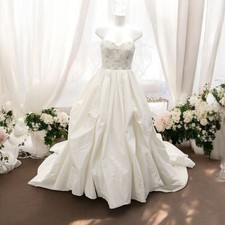 Ellis Beaded Wedding Ballgown UK 10 Ivory Strapless Box Pleats NWOT RMF31-SM