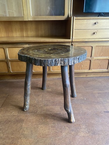 Vintage round brown wood - vintage,