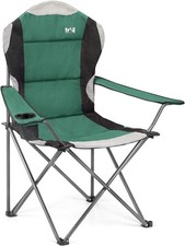 Folding Camping Chair, Luxury Padded Seat, Heavy Duty Tubular Steel, Cup