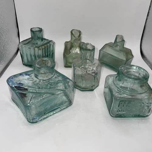 Pair antique aqua - pair, glass