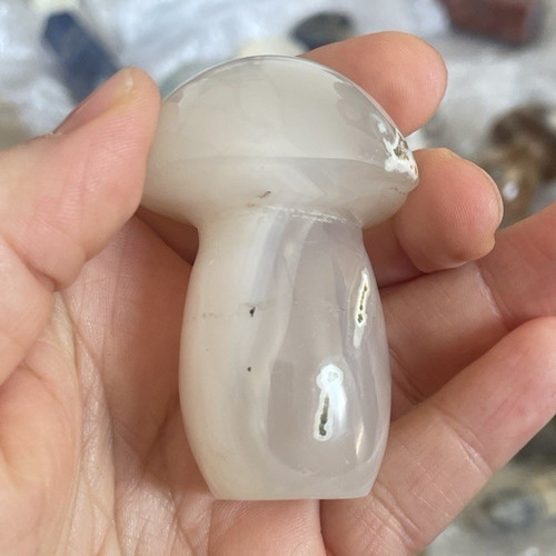 White agate polished stone - white,