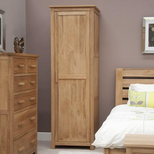 Solid oak single wardrobe - solid,