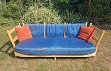 ERCOL mid 1990s (probably!) Impressionist pale wood 3 seater sofa GOOD CONDITION