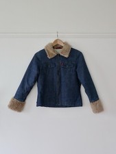 Vintage Y2K Kangaroo Poo Women’s Size 12 Fur Trim Fitted Denim Jacket 