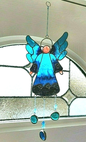 Angel sun catcher 28cm blue - ,