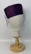 Vintage  Aubergine & Cream with Blue Netting Pill Box Hat.. (824)
