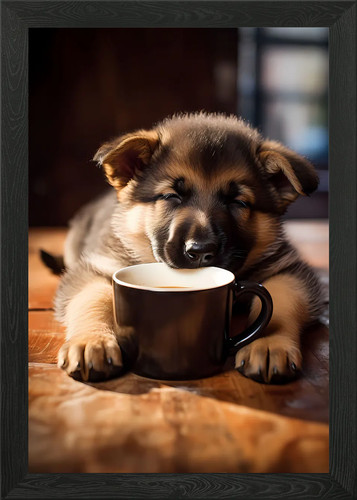German shepherd coffee pup - german,