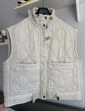 Zara Ecru Quilted Gilet Vest