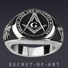 Masonic ring silver freemason - masonic,