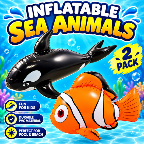 Inflatable whale 85cm - &, clown