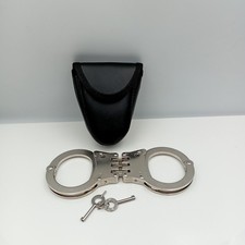 Handcuffs Security Heavy Duty Hinged Metal Police Style Speed Cuffs With Pouch