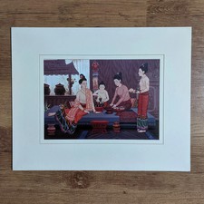 Thai Women Family Traditional Dress Painting Vintage Print Asian Fine Art uk