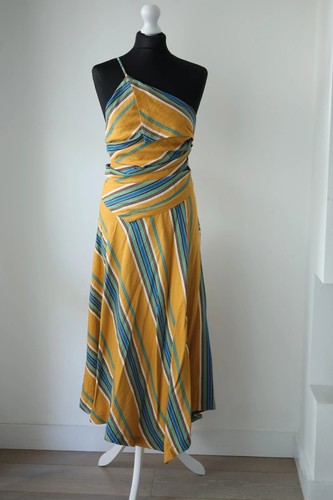 Zara asymmetric striped midi