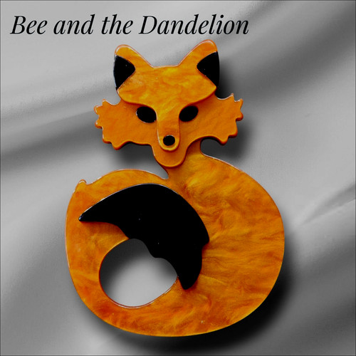 Modern acrylic fox - brooch, 2d