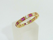 Ladies 18 Carat Gold and 925 Sterling Silver Sapphire & Ruby Eternity Ring