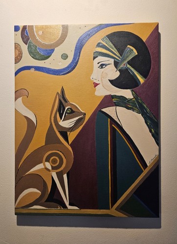 Estera and cat oryginal art - estera,
