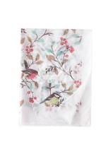 Robin Bird Print Scarf Christmas Collection Vintage Leaf Light Wight Shawl Wrap