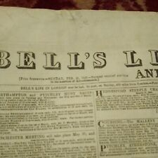 1849 Bell's Life in London antique sports newspaper Gold rush cricket horses