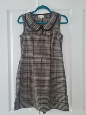 Apricot Women's Fitted Togttooth Pattern Dress With Peter Pan Collar Size 10