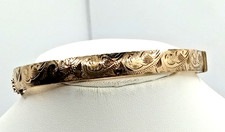 Vintage 9ct Gold Metal Core Patterned Hinged Bangle