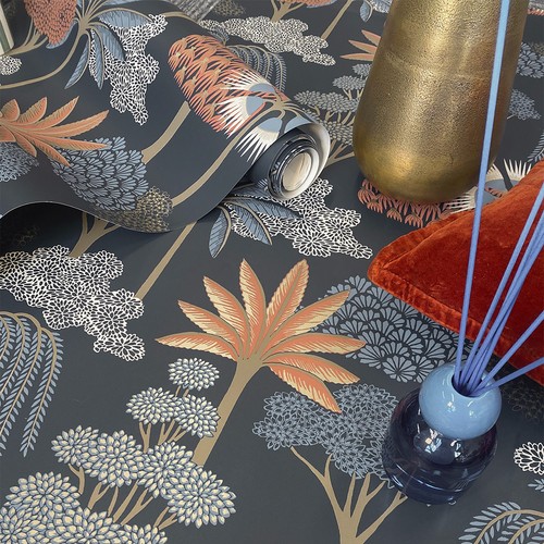 Blue floral tropical wallpaper - tropical,