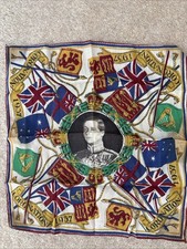 King George VI 1937 Coronation Souvenir Silk Collectible Handkerchief 