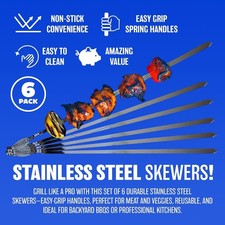 6PC BBQ SKEWER STAINLESS STEEL