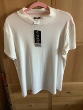 Kim & Co High Neck Lightweight Jumper Style Top Ecru 2XL BNWT