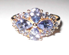 1.5ct Tanzanite Flower Design  Ring 9ct Yellow Gold- size- N  (QVC )