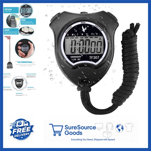 Black sports stopwatch with - black,