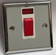 VOLEX CHROME 45A COOKER SWITCH WHITE INSERT  PART NO. DEC396  BNIP X1