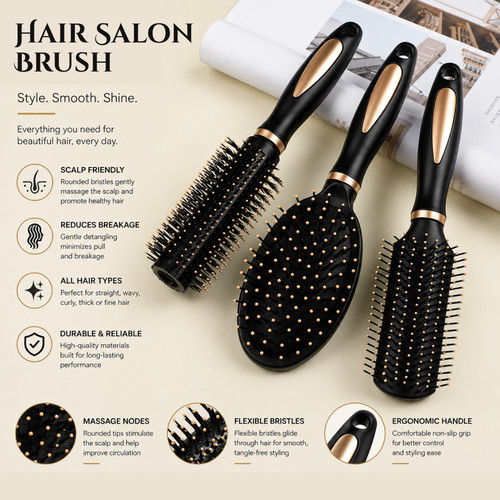 Premium salon round paddle - round,