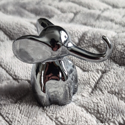 Chrome metal elephant ornament - chrome,