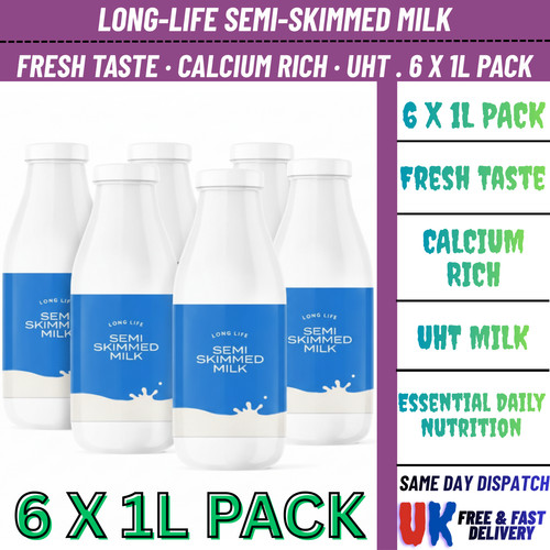 Semi skimmed milk - skimmed, 6x1l