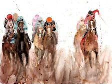 Horse Racing "Derby" Painting Limited Edition Print Jockey Gift