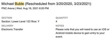 concert tickets Michael Buble
