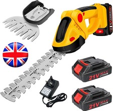 2 in 1 Cordless Hedge Trimmer 21V Grass Shear Shrub Branch Cutter +2 Batteries