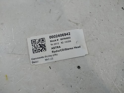 Vauxhall astra radio media - vauxhall,